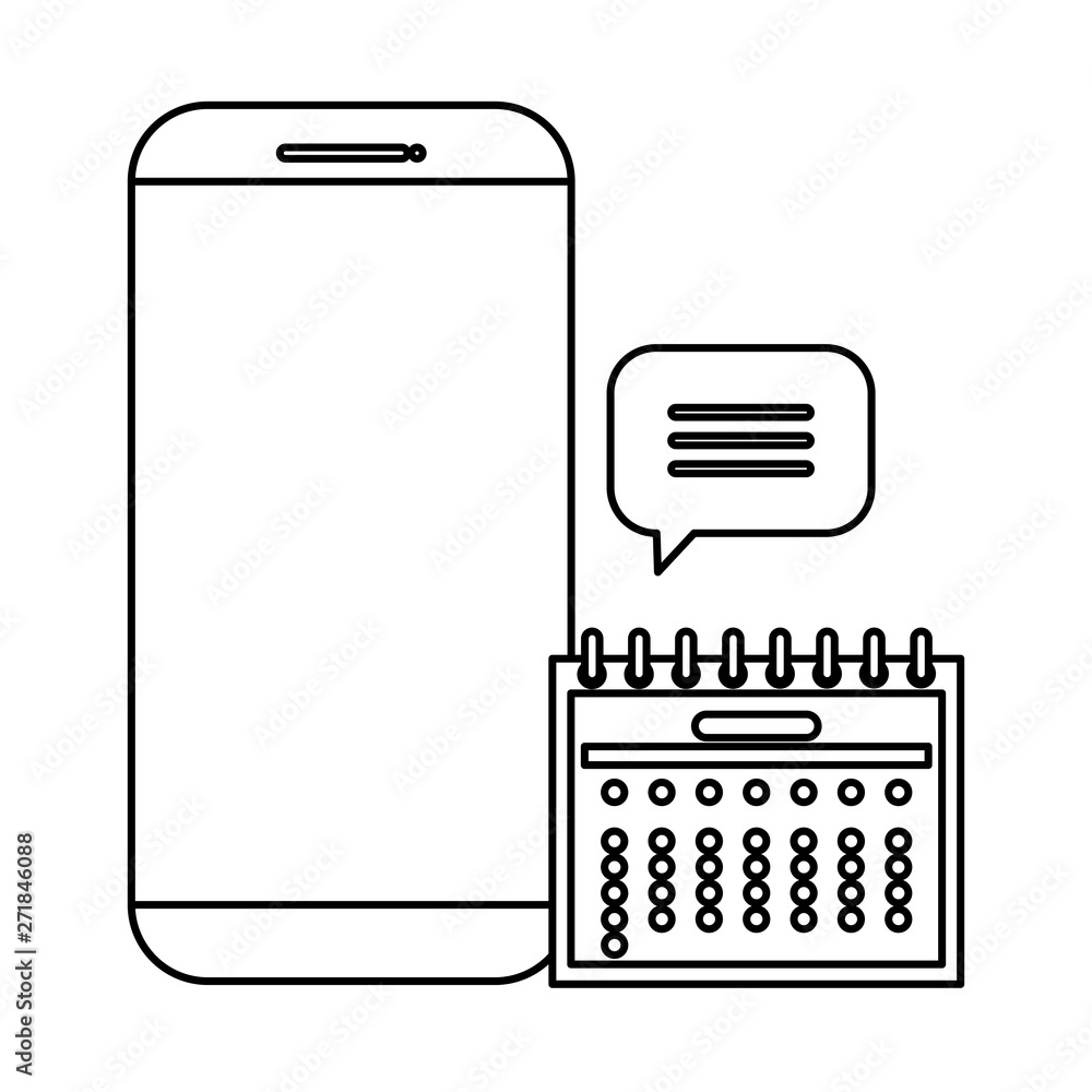Poster calendar date reminder with smartphone and speech bubble