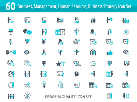 Set of 60 vector business and management icons	