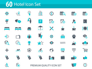 Hotel icon set - hotel amenities set	