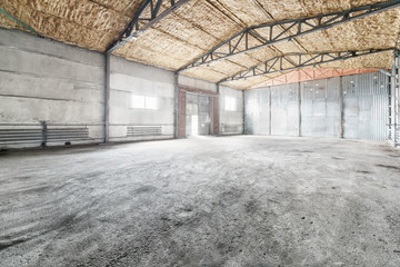 Interior of empty warehouse.