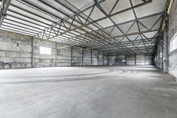 Interior of empty warehouse.