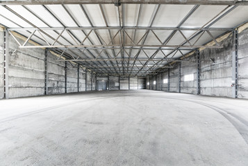 Interior of empty warehouse.