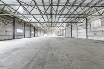 Interior of empty warehouse.
