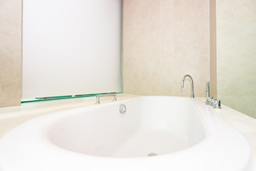 Beautiful luxury and clean white bathtub decoration interior