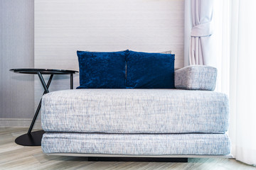 Comfortable pillow on sofa decoration in living room area