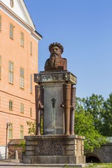 Obraz premium Beautiful view of old historicla sculpure on blue sky background. Historical monuments concept. Europe.Sweden. Uppsala.