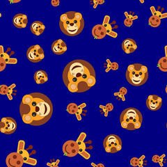 Seamless pattern of the head of a lion and a giraffe.