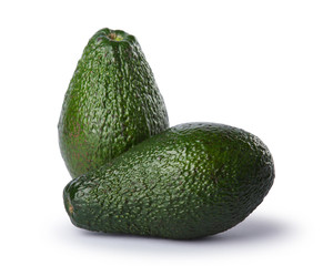 Avocado with leaf isolated on white