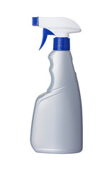 Blank plastic spray detergent bottle isolated on white background. With clipping Path included