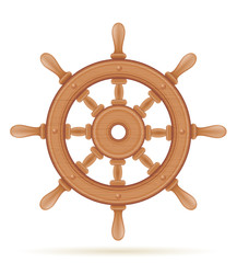 old nautical steering wheel made of wooden stock vector illustration