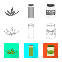 Isolated object of protein and sea symbol. Set of protein and natural stock vector illustration.