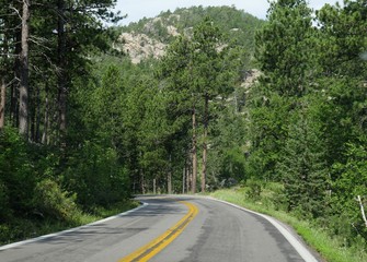 Twists and turns along the smooth paved road along Needles Highway, one of the must-not-miss drives in South Dakota.