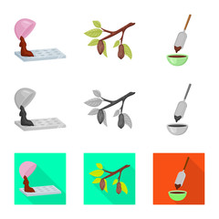 Isolated object of food and yummy symbol. Set of food and brown   stock vector illustration.