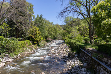 Sandanska Bistritsa river passing through a town of Sandanski, Bulgaria