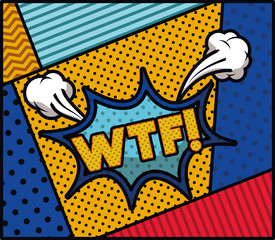 wtf word pop art style expression vector