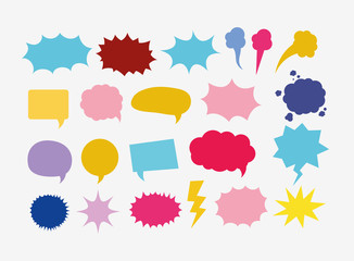 set of speech bubbles pop art styles vector illustration