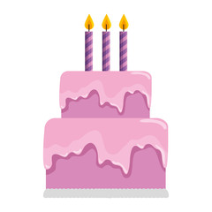 delicious sweet cake with candles