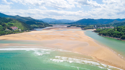 aerial view of urdaibai estuary in basque country, Spain