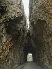 Breathtaking passage called Needle's Eye, a rock tunnel at Needles Highway, Custer County, South Dakota.