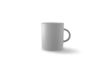 Enamel Mug Mock-up isolated on soft gray background. 3D rendering.