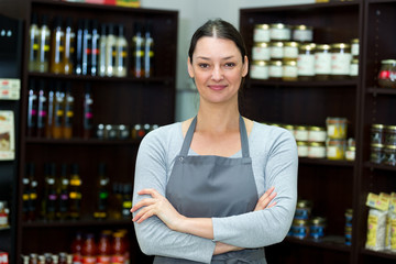 happy seller in a store
