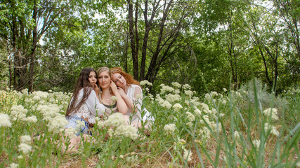 gypsy women in flower meadows