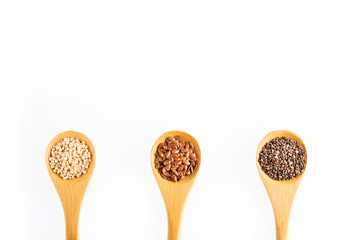 Organic Seeds of Quinoa, Flaxseed and Chia - Superfoods