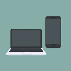 Vector design of laptop and mobile phone
