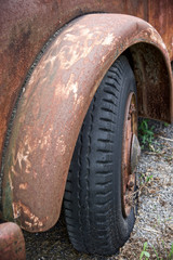 Vintage truck flat tire