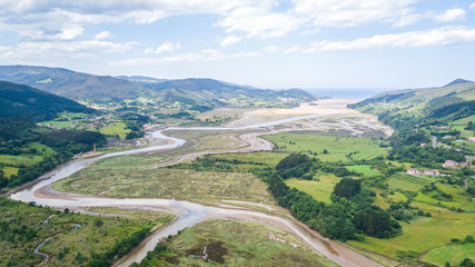 aerial view of urdaibai estuary in basque country, Spain