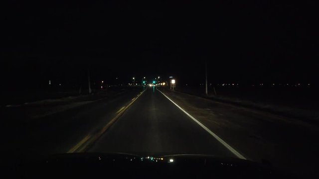 Driving Down In Country Road At Night In Black Jeep First Person View 002