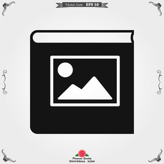 Photo album vector icon on white background.