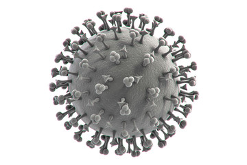 3D render of flu virus cell isolated on white