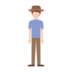 faceless man with hat and glasses and t-shirt and pants and shoes with short hair in colorful silhouette