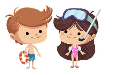 niños con bañador en verano