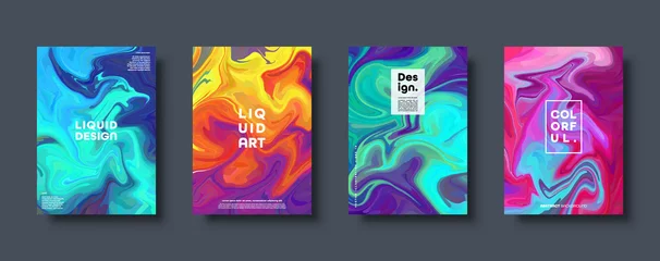 Kleurrijke abstracte geometrische achtergrond. Vloeibare dynamische gradiëntgolven. Vloeibare marmeren textuur. Moderne covers set. Eps10-vector. © 32 pixels