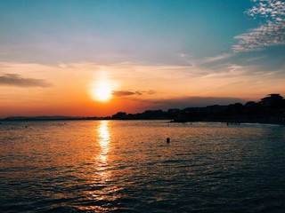 Sunset landscape on the sea shore