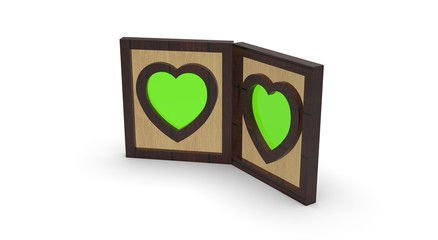 Wood Heart Love Frame 3D Rendering