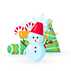 Simple Christmas design in flat style, vector