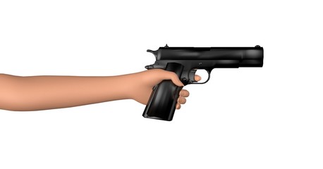 Woman holding gun 3D Rendering