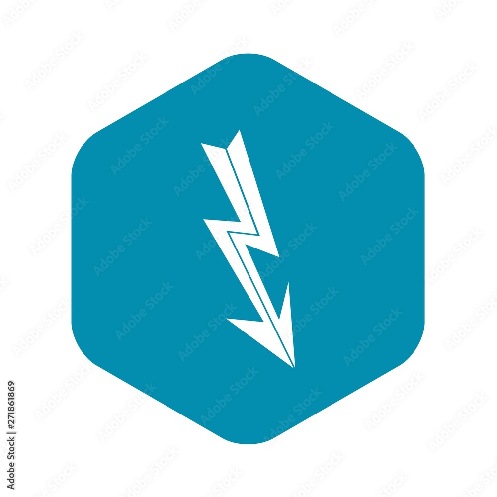 Poster arrow lightning icon in simple style isolated on white background. click and choice symbol