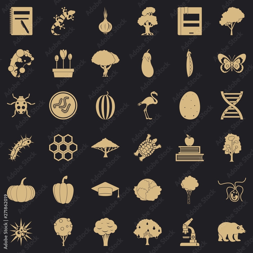 Poster microbial icons set. simple set of 36 microbial vector icons for web for any design