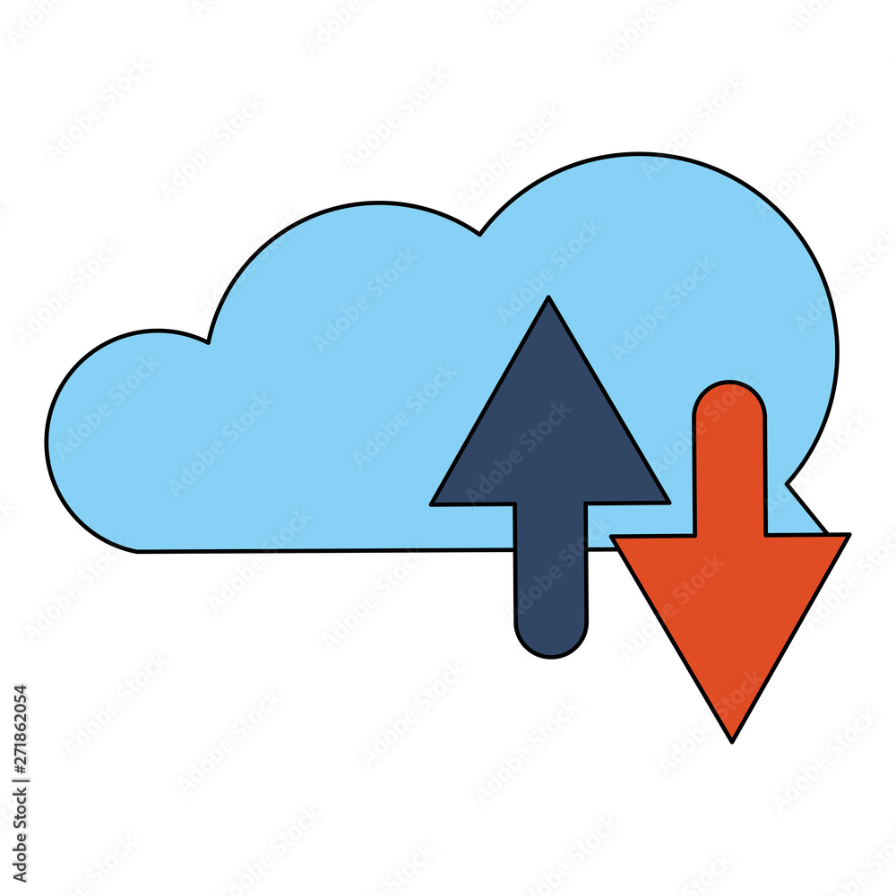 Poster cloud computing download and upload symbol
