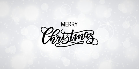 Horizontal vector Xmas lettering on blurred background