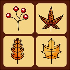 autumn season set icons natural design