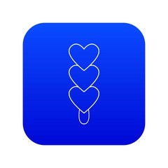 Three hearts ice cream icon blue vector isolated on white background