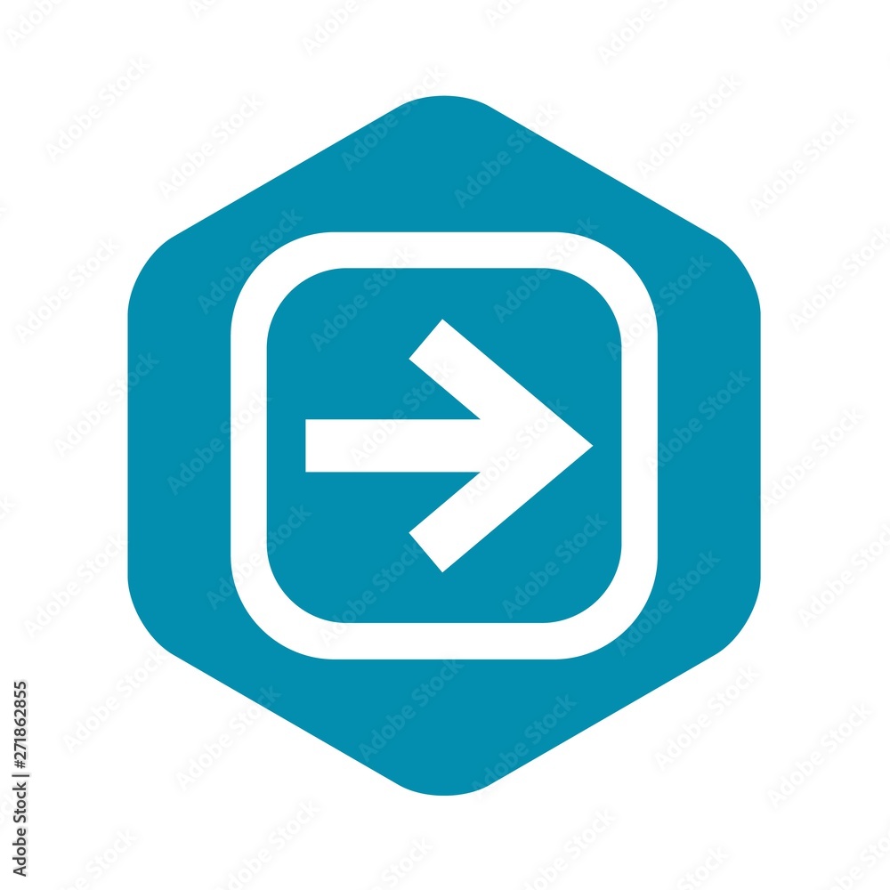 Aufkleber arrow in square icon in simple style isolated on white background. click and choice symbol