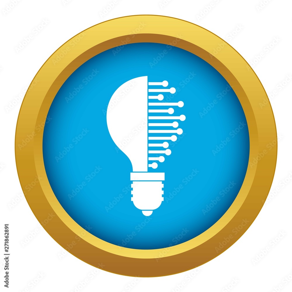 Poster lightbulb with microcircuit icon blue vector isolated on white background for any design