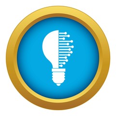 Lightbulb with microcircuit icon blue vector isolated on white background for any design