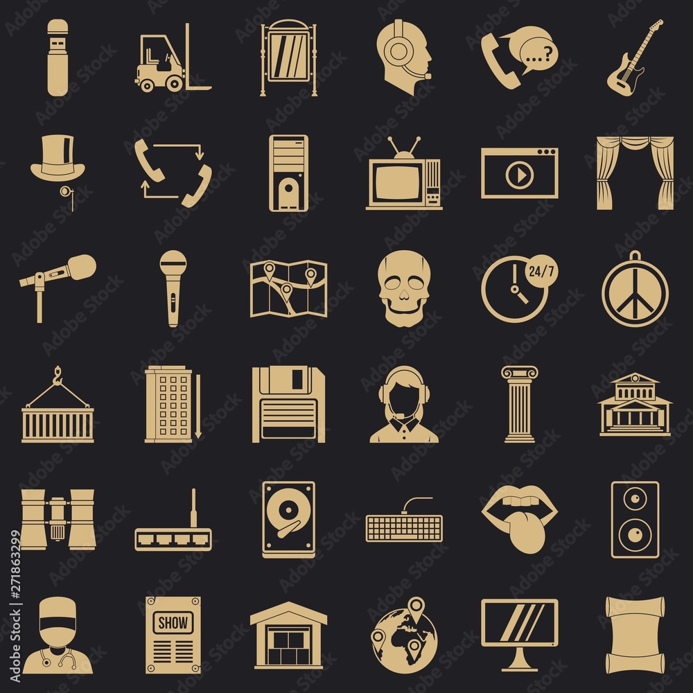 Poster tech widget icons set. simple set of 36 tech widget vector icons for web for any design
